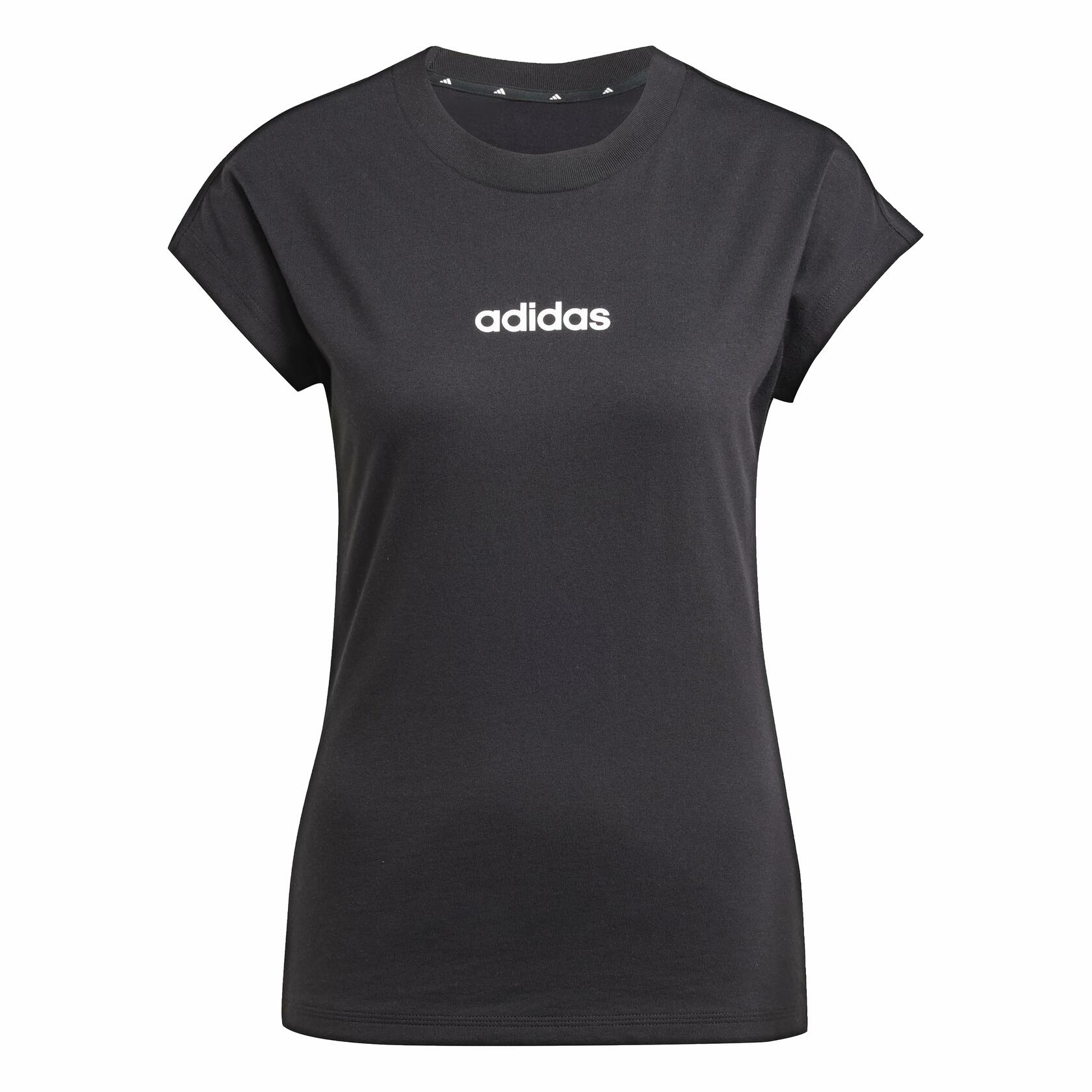 Adidas Women's Linear Single Jersey Sportswear T-Shirt, Black/White, Medium