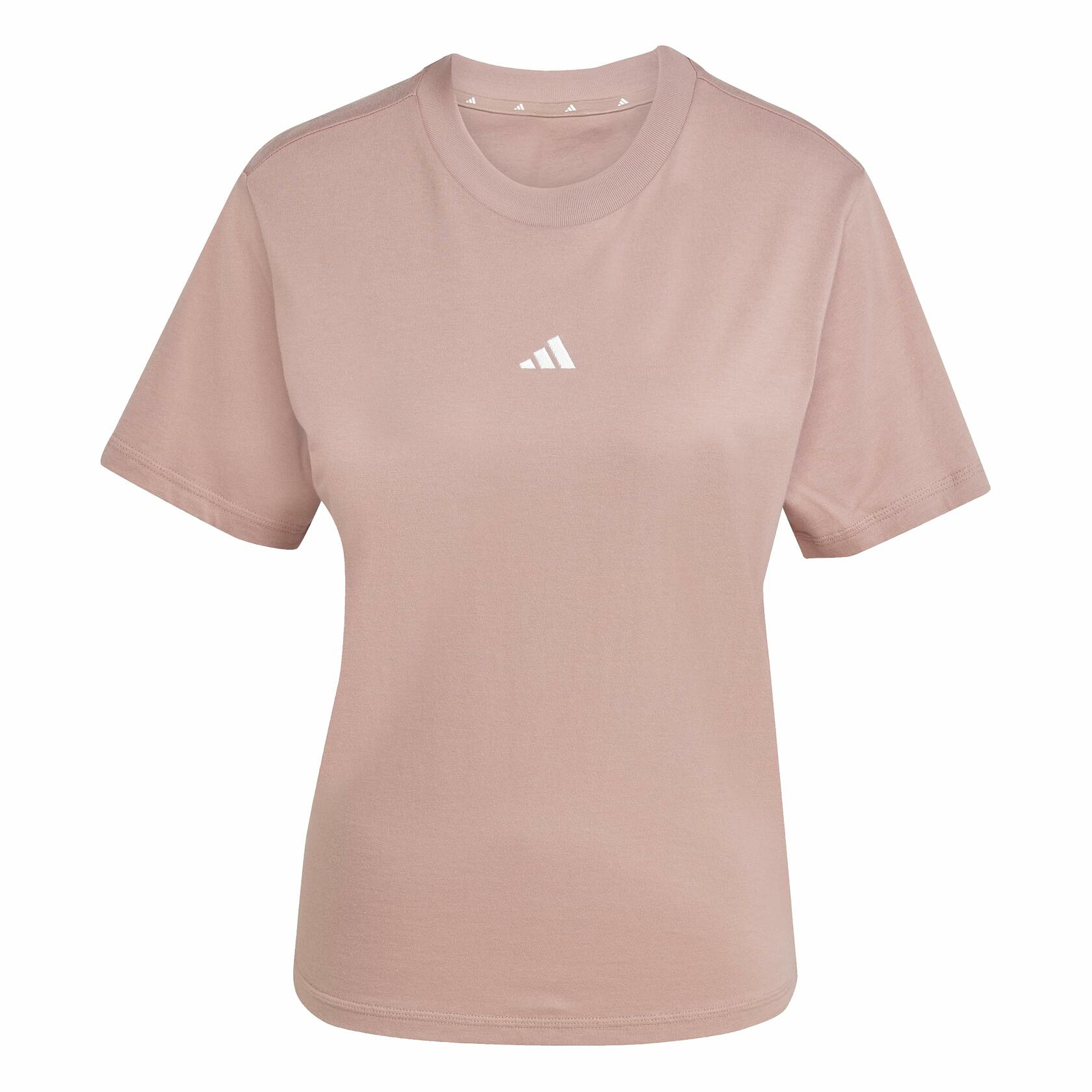 Adidas Women's Small Logo Single Jersey Sportswear T-Shirt, Warm Clay/White, Medium