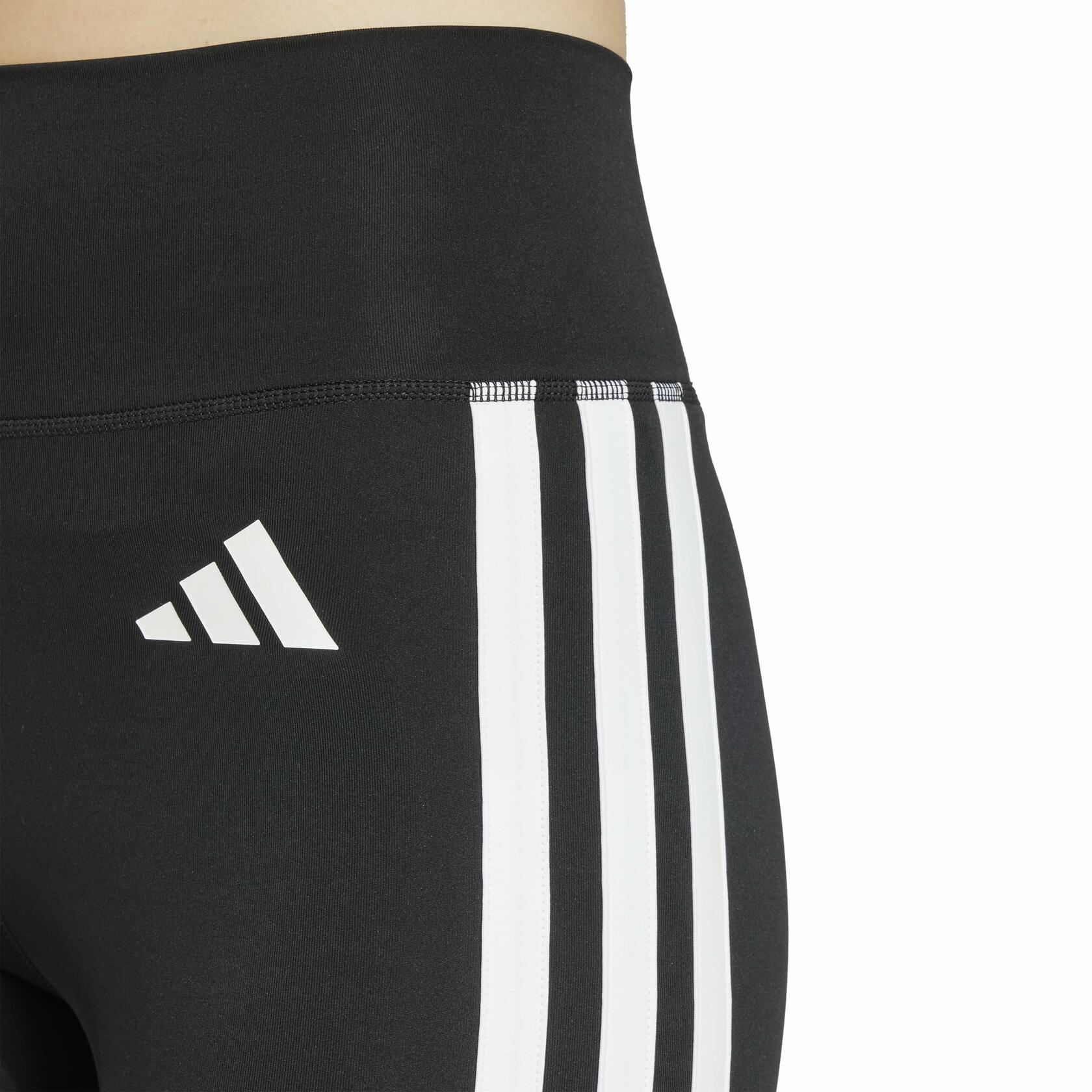 Adidas Womens Optime Essentials 3-Stripes Full-Length Training Leggings, Black/White, Large