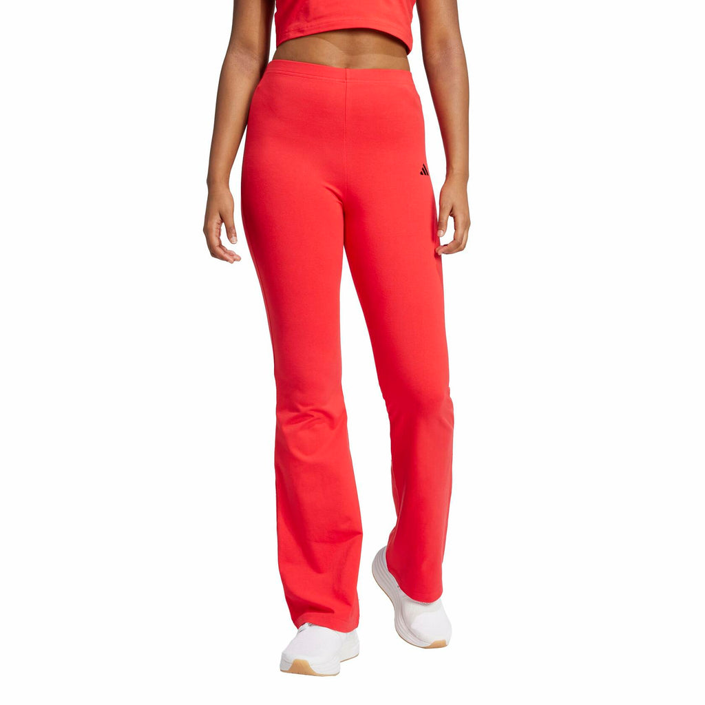 Adidas Womens Small Logo Single Jersey Flare Sportswear Leggings, Pure Ruby/Black, Small