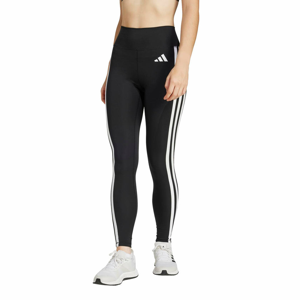 Adidas Womens Optime Essentials 3-Stripes Full-Length Training Leggings, Black/White, Large