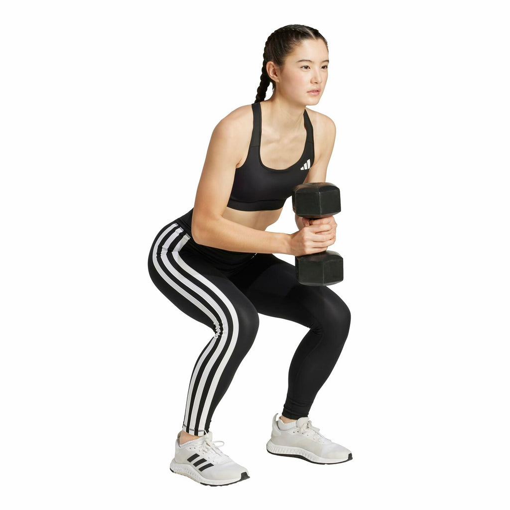 Adidas Womens Optime Essentials 3-Stripes Full-Length Training Leggings, Black/White, Large