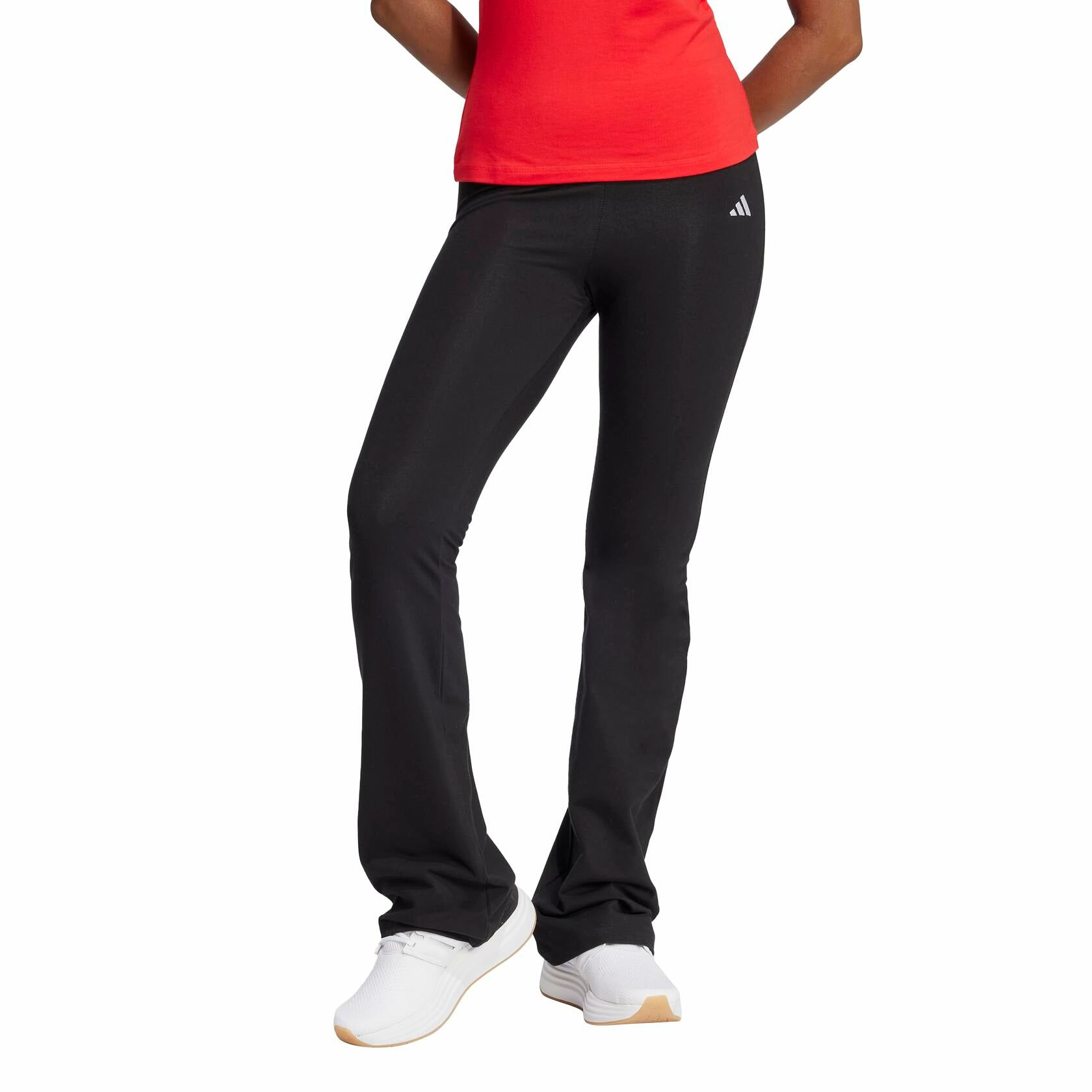 Adidas Womens Small Logo Single Jersey Flare Sportswear Leggings, Black/White, Large