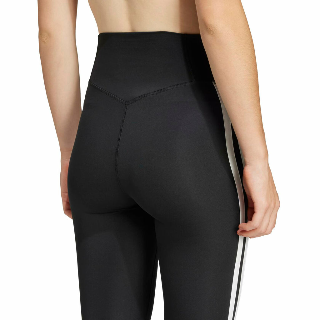 Adidas Womens Optime Essentials 3-Stripes Full-Length Training Leggings, Black/White, Large