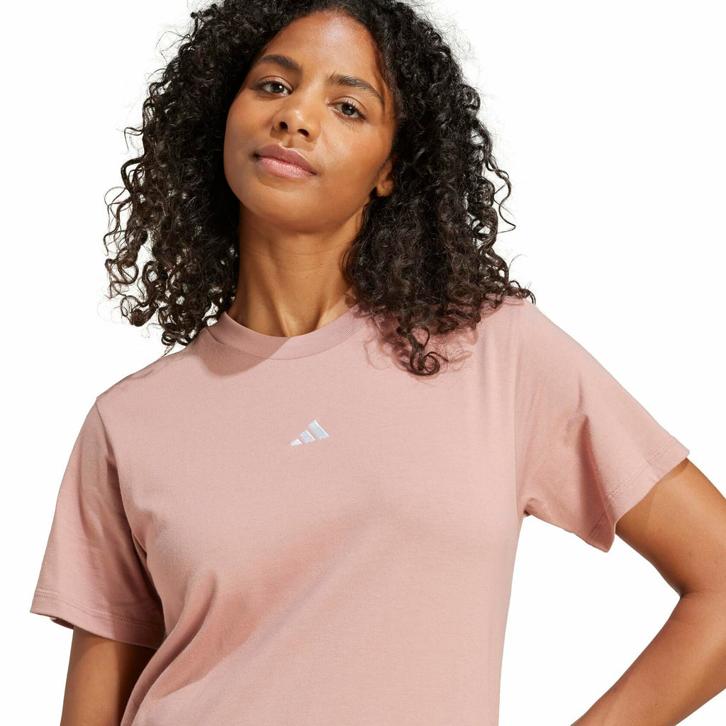 Adidas Women's Small Logo Single Jersey Sportswear T-Shirt, Warm Clay/White, Medium