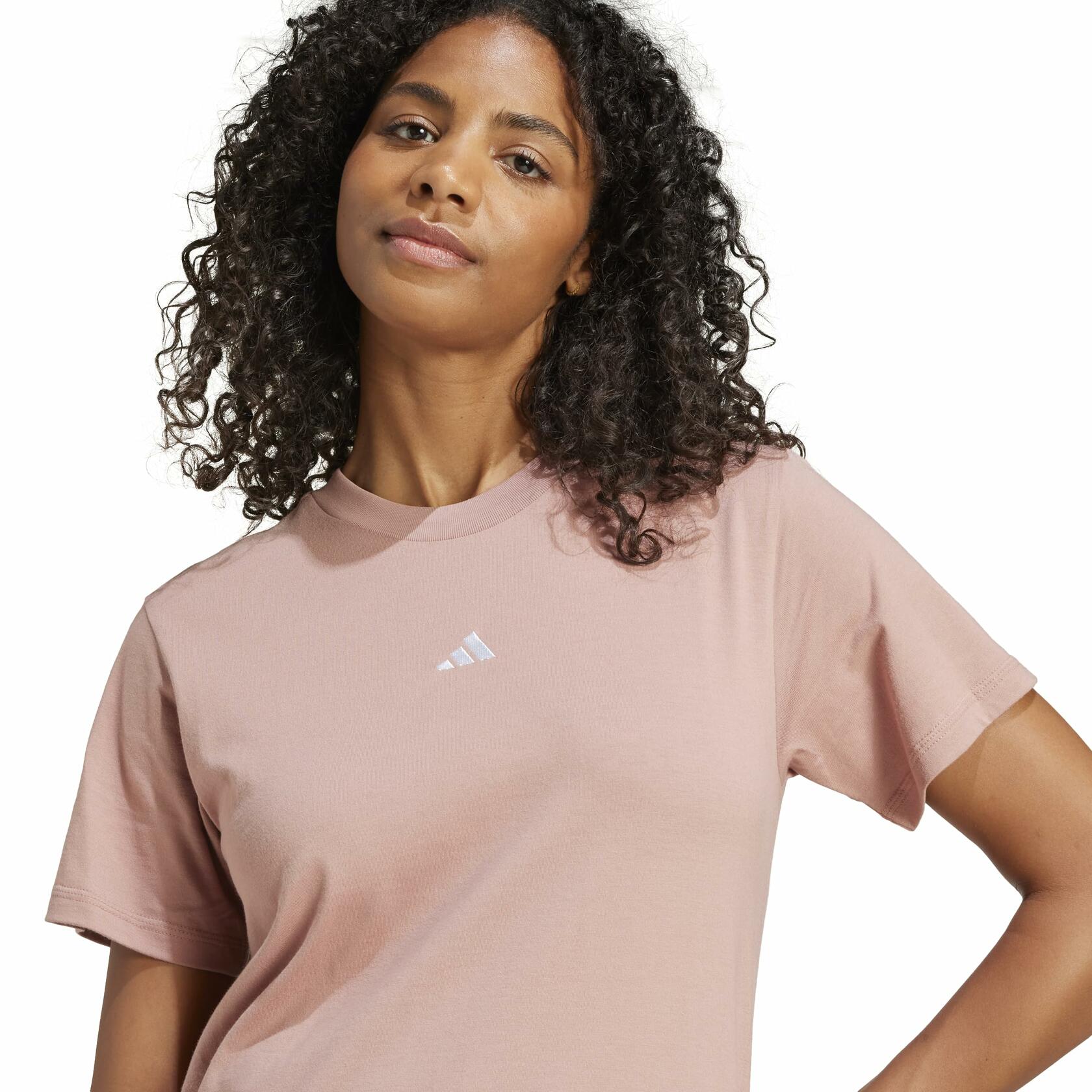 Adidas Women's Small Logo Single Jersey Sportswear T-Shirt, Warm Clay/White, Medium