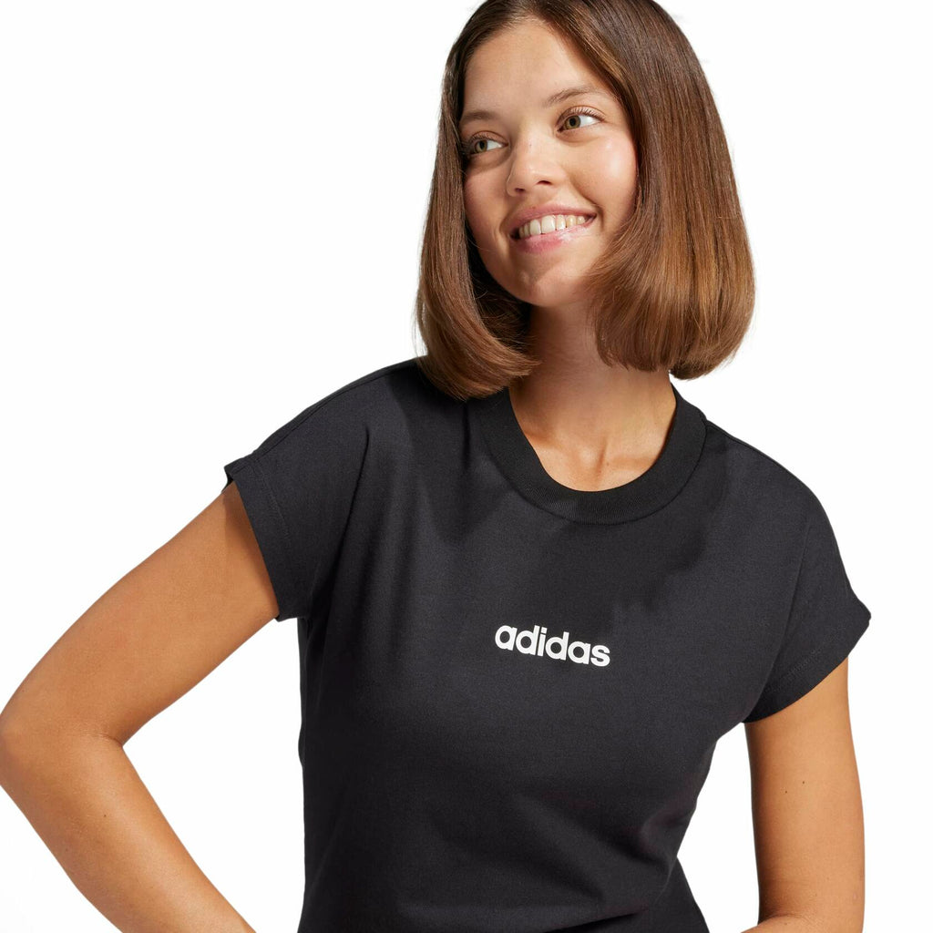 Adidas Women's Linear Single Jersey Sportswear T-Shirt, Black/White, Medium