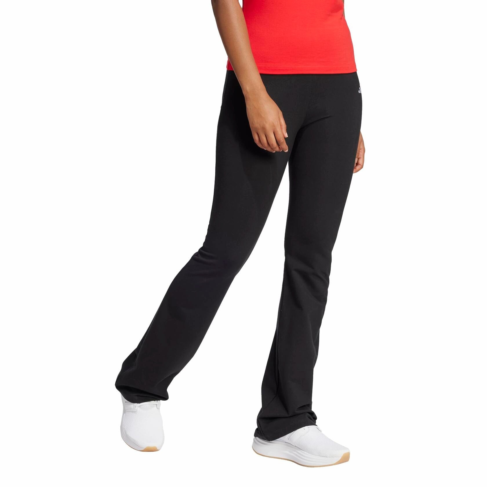 Adidas Womens Small Logo Single Jersey Flare Sportswear Leggings, Black/White, X-Small