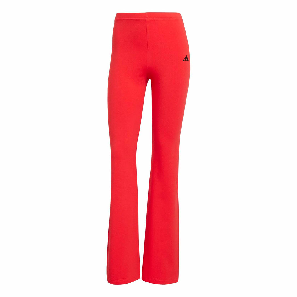 Adidas Womens Small Logo Single Jersey Flare Sportswear Leggings, Pure Ruby/Black, Small