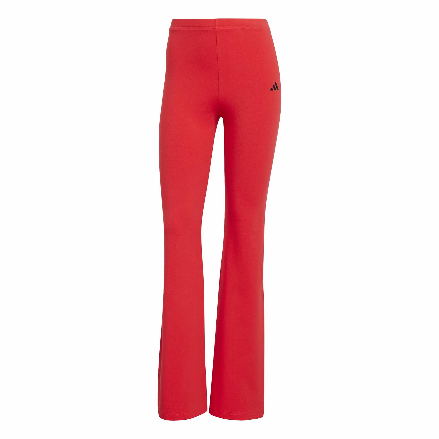 Adidas Womens Small Logo Single Jersey Flare Sportswear Leggings, Pure Ruby/Black, Small