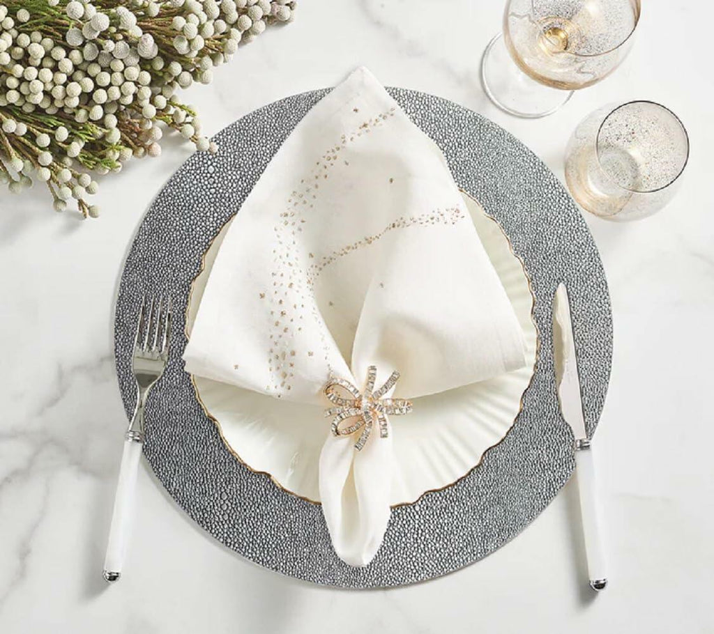 Kim Seybert Women's Jeweled Bow Napkin Ring Set of 4, msrp $400 Gold/Crystal, One Size