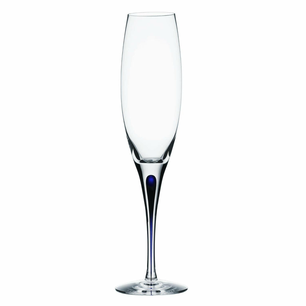 Two Orrefors Intermezzo Blue Champagne Flute, Pair Model 6257401  NEW