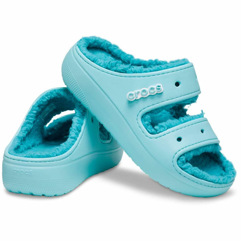 Crocs Unisex-Adult Classic Cozzzy Sandals, Fuzzy Slippers and Slides, mint green