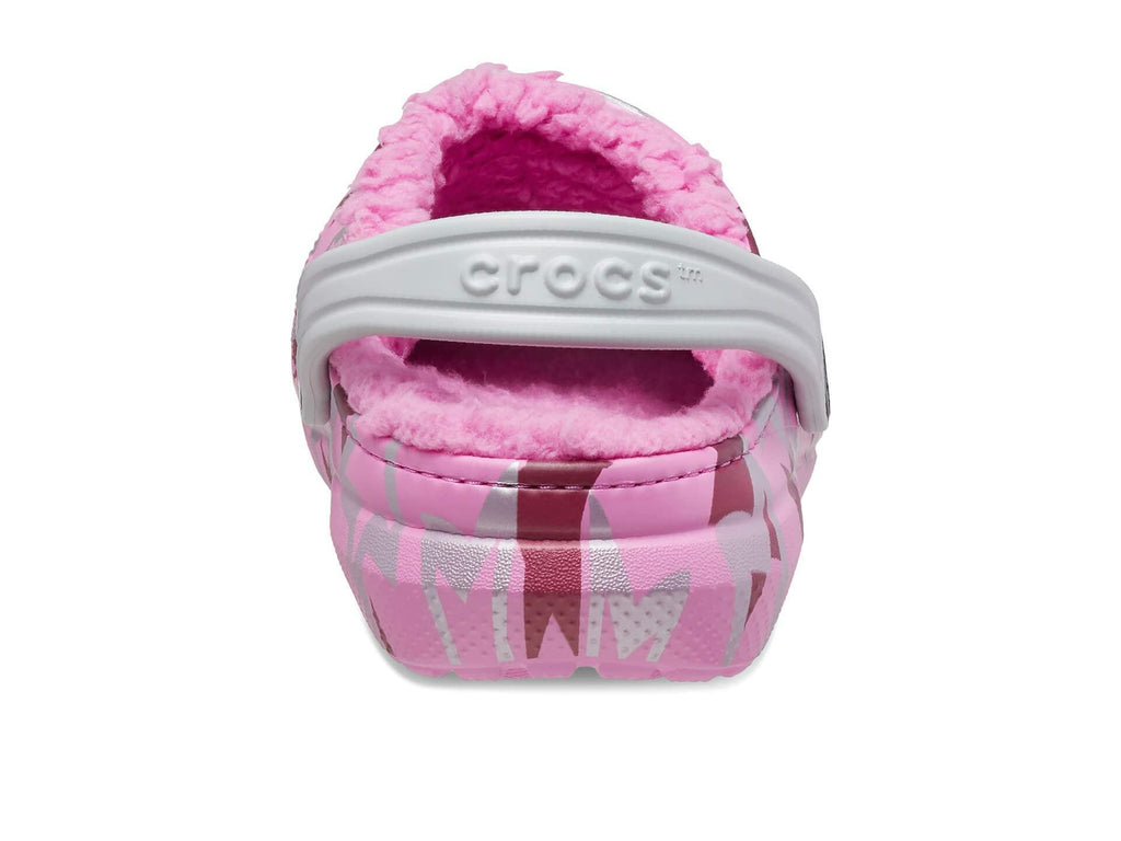 Crocs® Kids Classic Lined Clogs – Slip-on Shoes for Toddlers – Synthetic Upper – Croslite™ Foam Outsole Taffy Pink/Multi Disco Party Big Kid