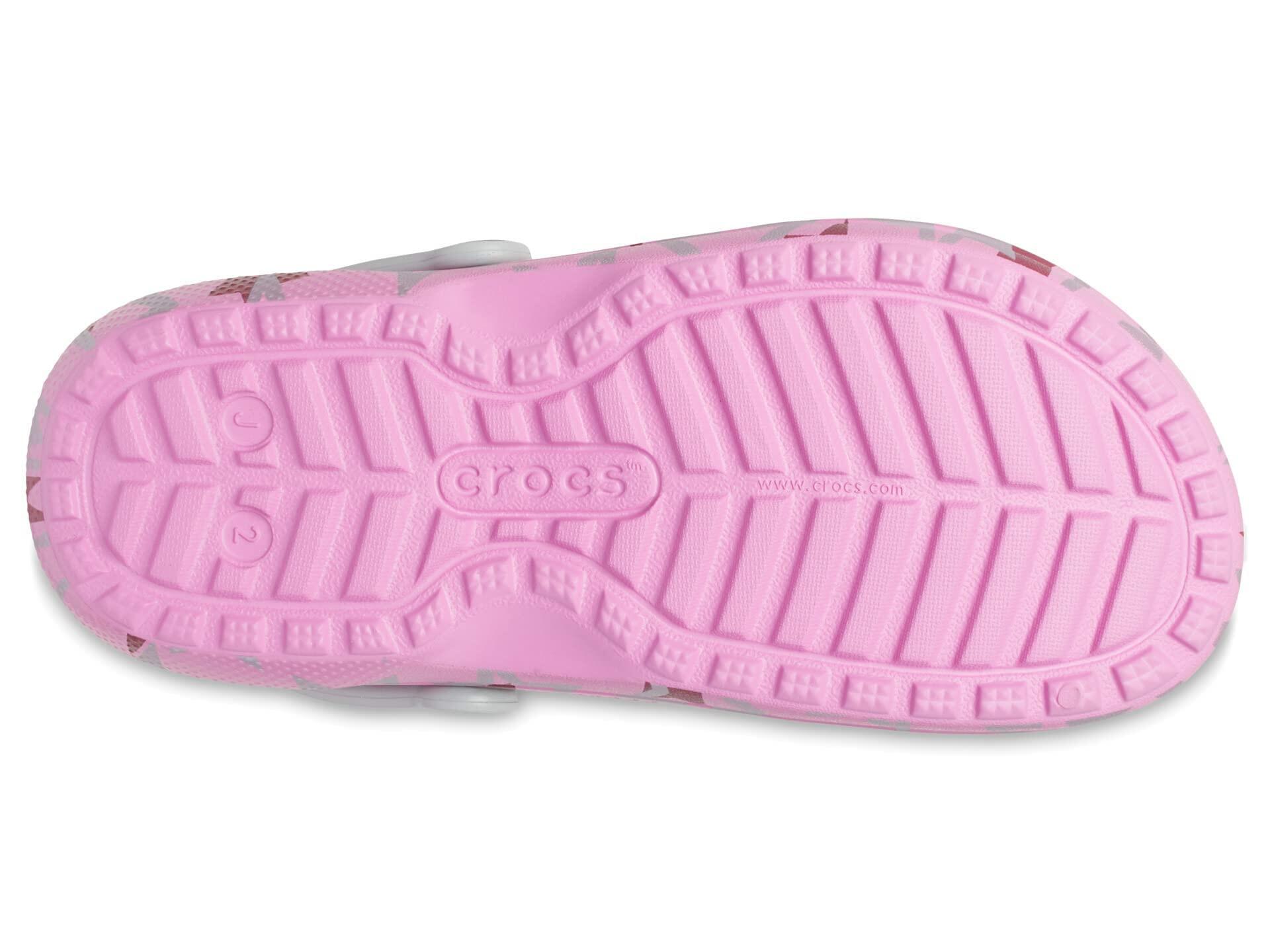 Crocs® Kids Classic Lined Clogs – Slip-on Shoes for Toddlers – Synthetic Upper – Croslite™ Foam Outsole Taffy Pink/Multi Disco Party Big Kid
