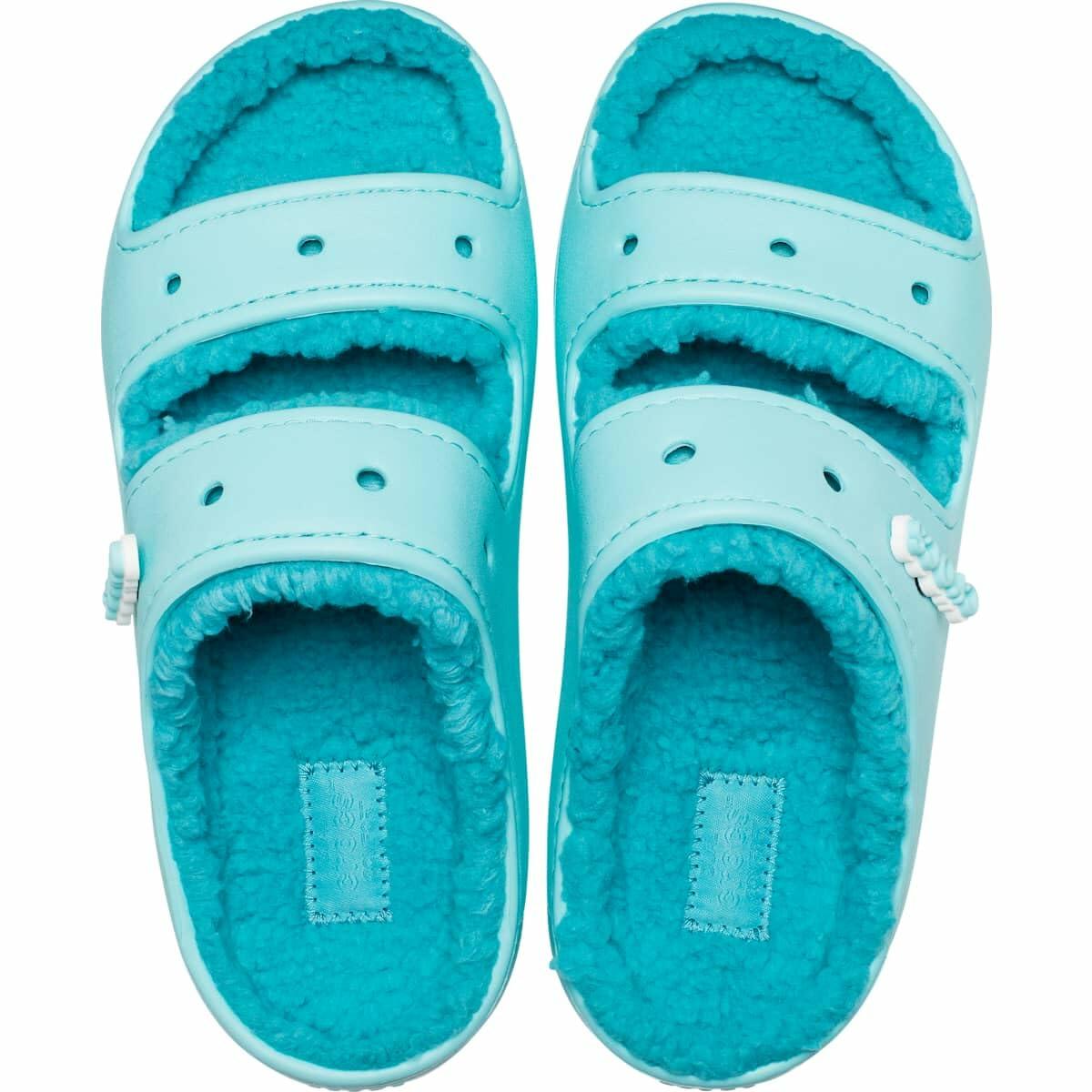 Crocs Unisex-Adult Classic Cozzzy Sandals, Fuzzy Slippers and Slides, mint green