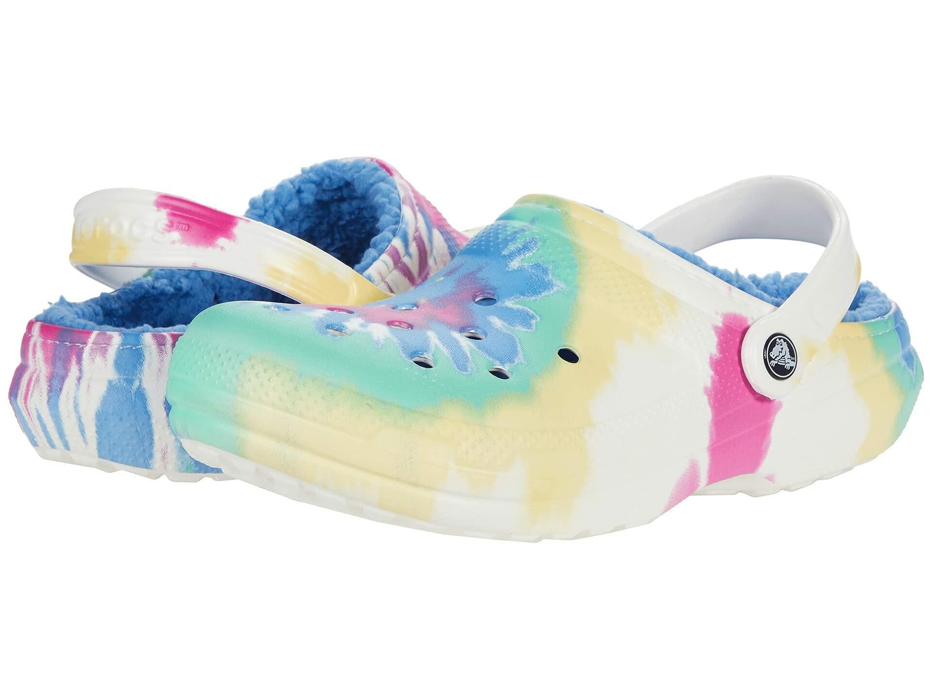 Crocs Classic Lined Tie-Dye Clog Powder Blue/Multi Men's 8, Women's 10 unisex