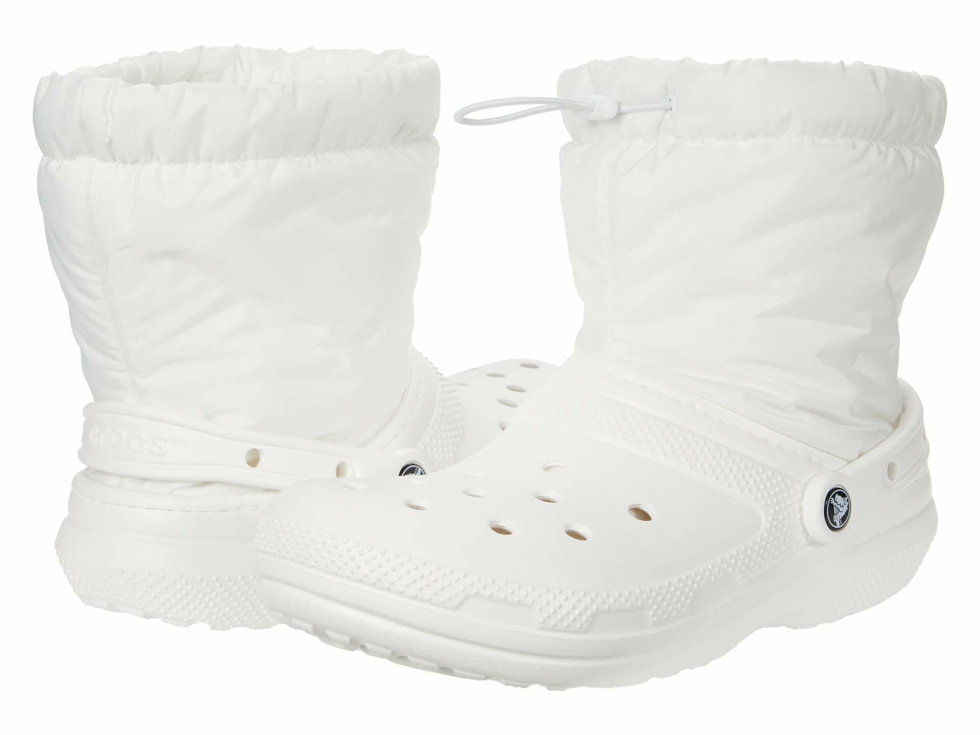 Crocs Men's and Women's Classic Lined Neo Puff Boot | Winter Boots, White/White