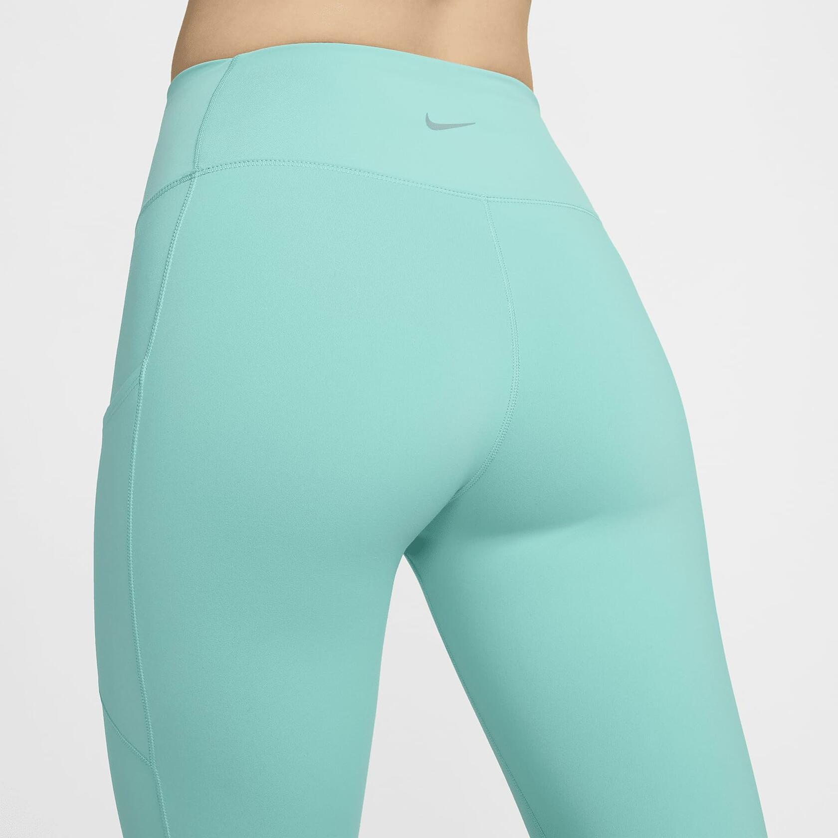 Nike One Women's High-Waisted 7/8 Leggings with Pockets (FN3241-300, Green Frost/Black) Size X-Small