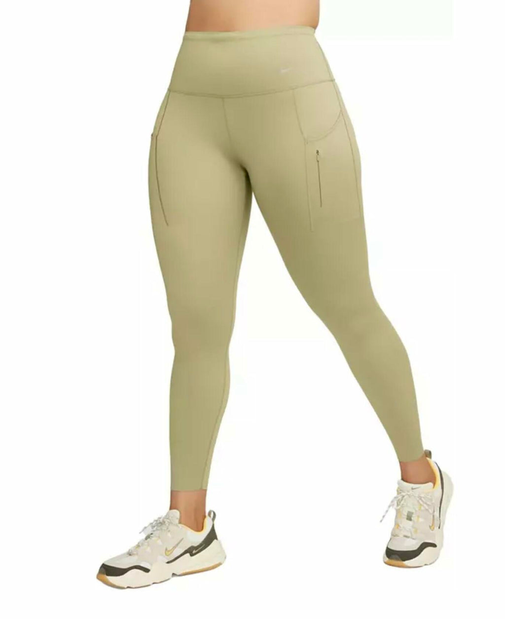 Nike Go Women's Firm-Support High-Waisted 7/8 Leggings with Pockets ( Small, Neutral Olive 276)