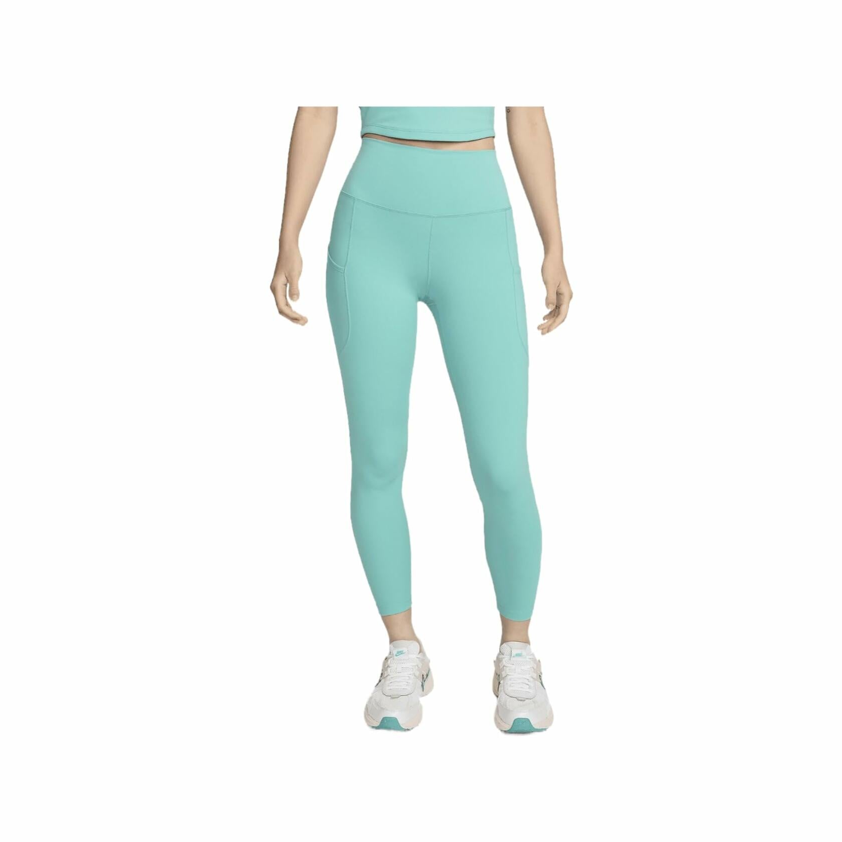 Nike One Women's High-Waisted 7/8 Leggings with Pockets (FN3241-300, Green Frost/Black) Size X-Small