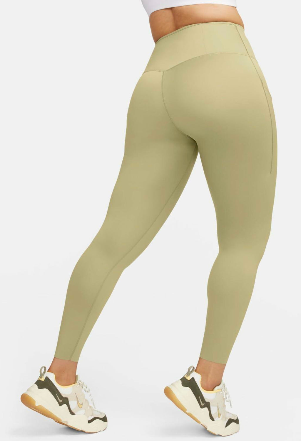 Nike Go Women's Firm-Support High-Waisted 7/8 Leggings with Pockets ( Small, Neutral Olive 276)