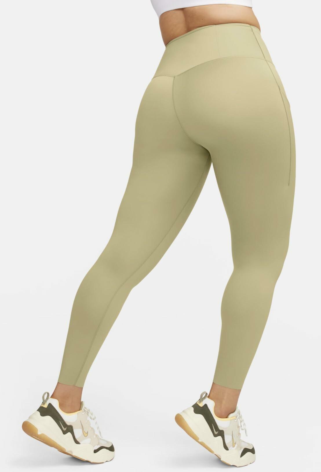 Nike Go Women's Firm-Support High-Waisted 7/8 Leggings with Pockets ( Small, Neutral Olive 276)