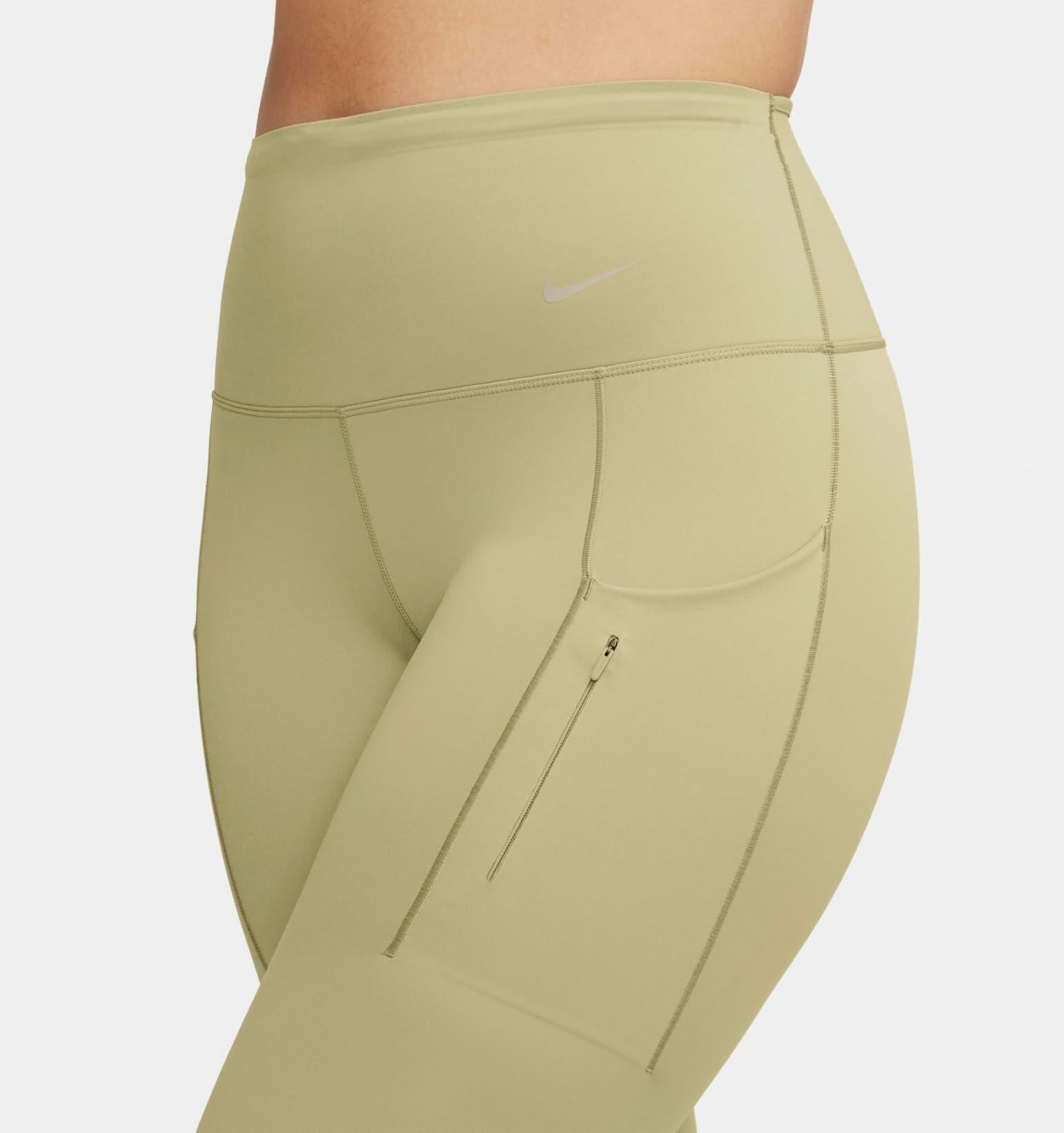 Nike Go Women's Firm-Support High-Waisted 7/8 Leggings with Pockets ( Small, Neutral Olive 276)