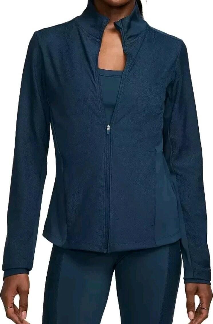 Women's Nike One Ribbed Full-Zip Mid Layer Top, Size: Medium, Black and green