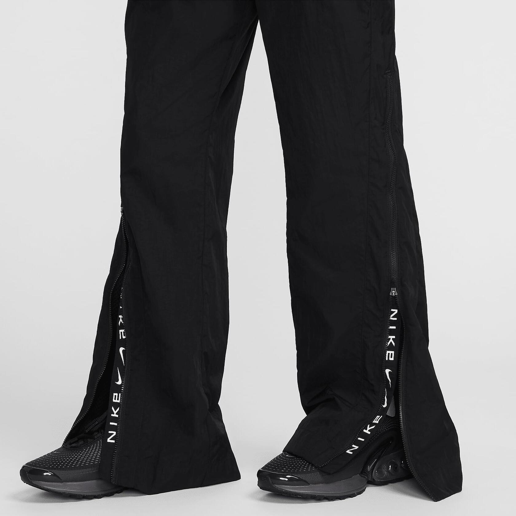 Nike Sportswear Collection Women's Mid-Rise Repel Zip Pants (FV7544-010, Black/White) Size X-Small