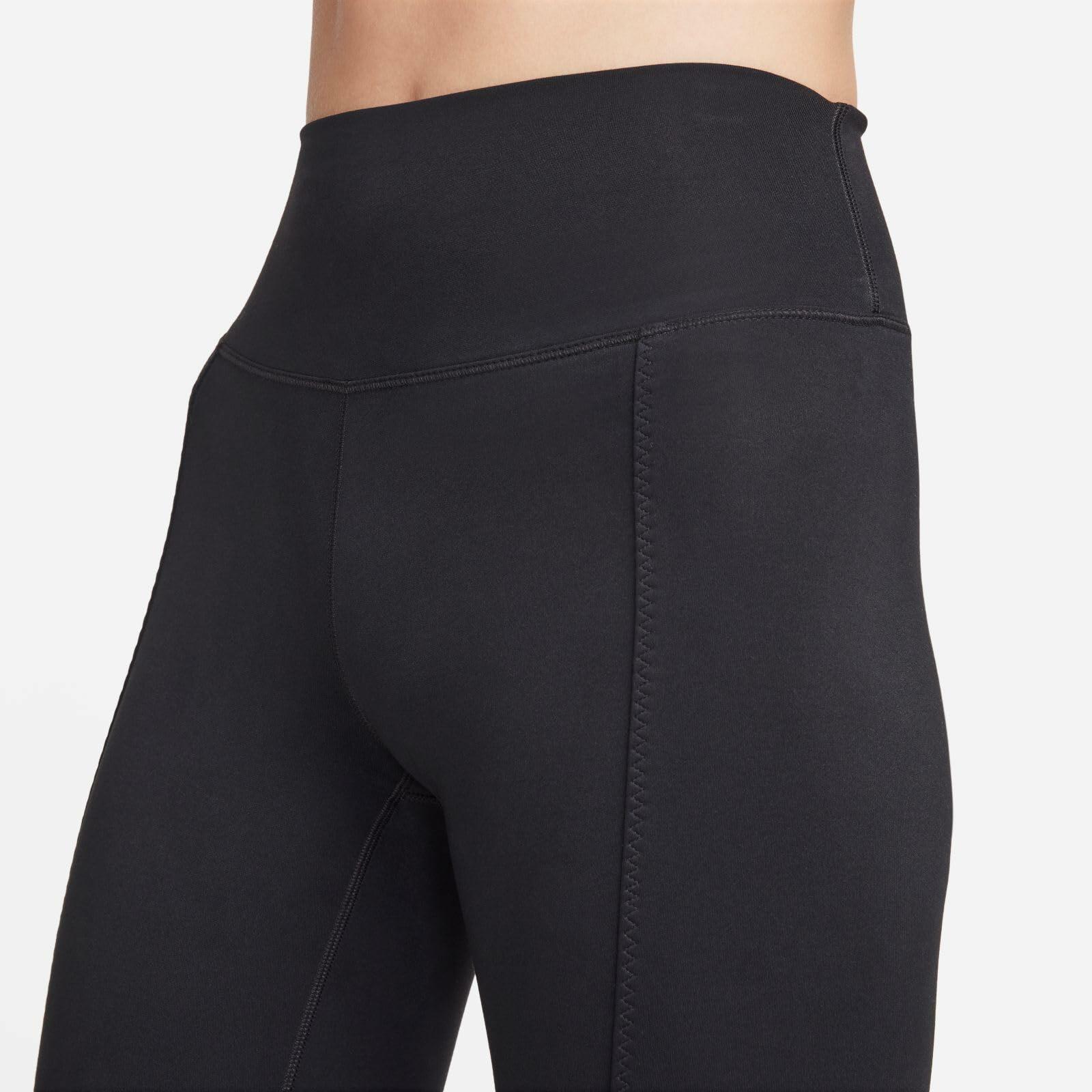 Nike One Women's High-Waisted Full-Length Split-Hem Leggings (FN4148-010, Black) Size Small
