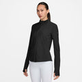 Women's Nike One Ribbed Full-Zip Mid Layer Top, Size: Medium, Black and green