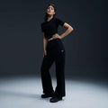 Nike Womens Windrunner High-Waisted Woven Open-Hem Pants Black/White Small, xs