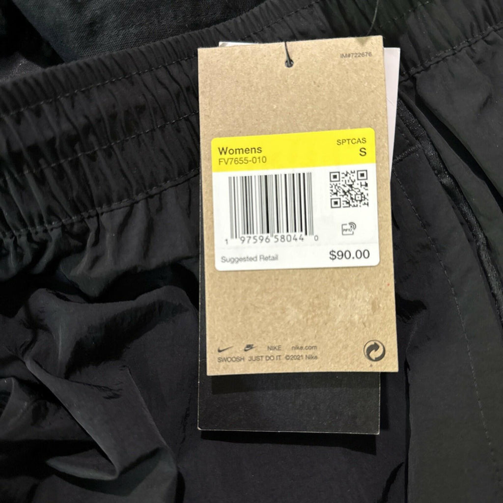 Nike Womens Windrunner High-Waisted Woven Open-Hem Pants Black/White Small, xs