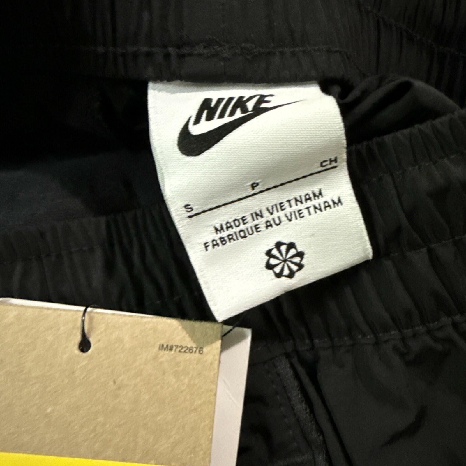 Nike Womens Windrunner High-Waisted Woven Open-Hem Pants Black/White Small, xs