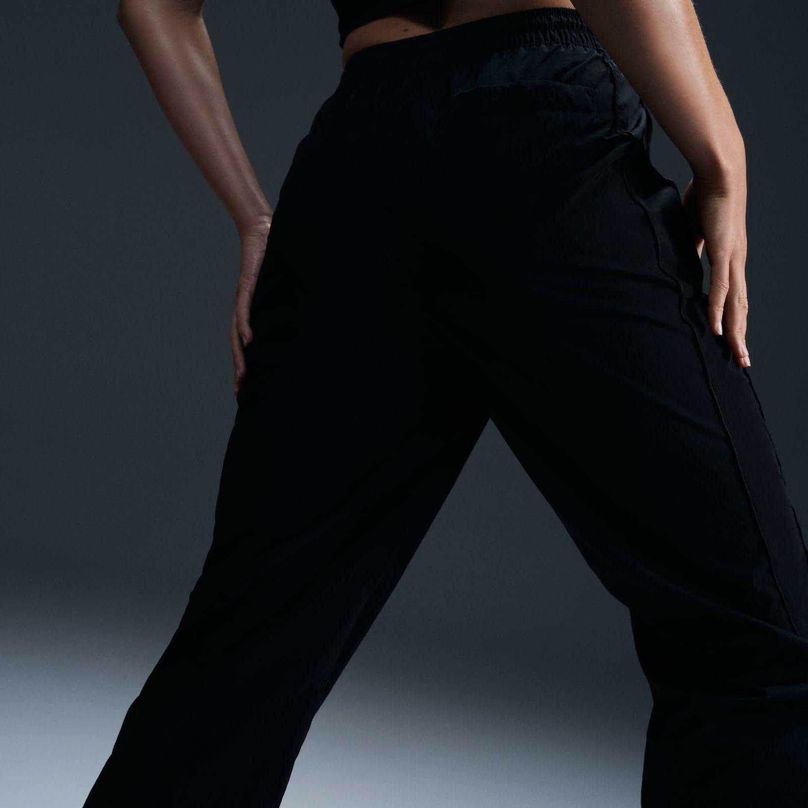 Nike Womens Windrunner High-Waisted Woven Open-Hem Pants Black/White Small, xs