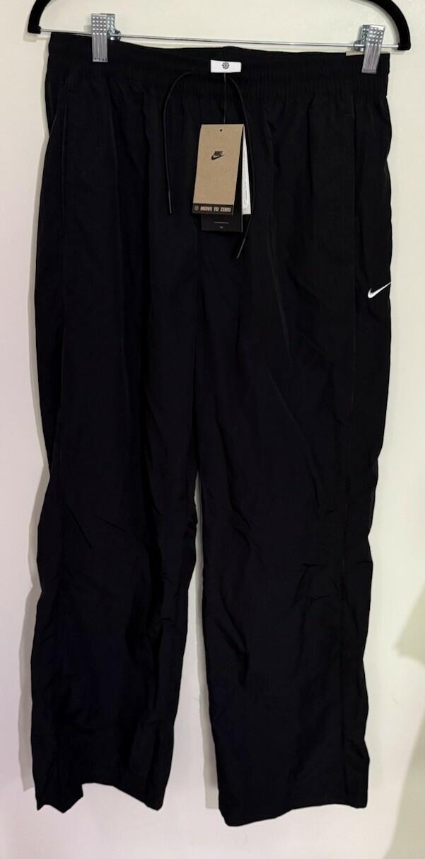 Nike Womens Windrunner High-Waisted Woven Open-Hem Pants Black/White Small, xs