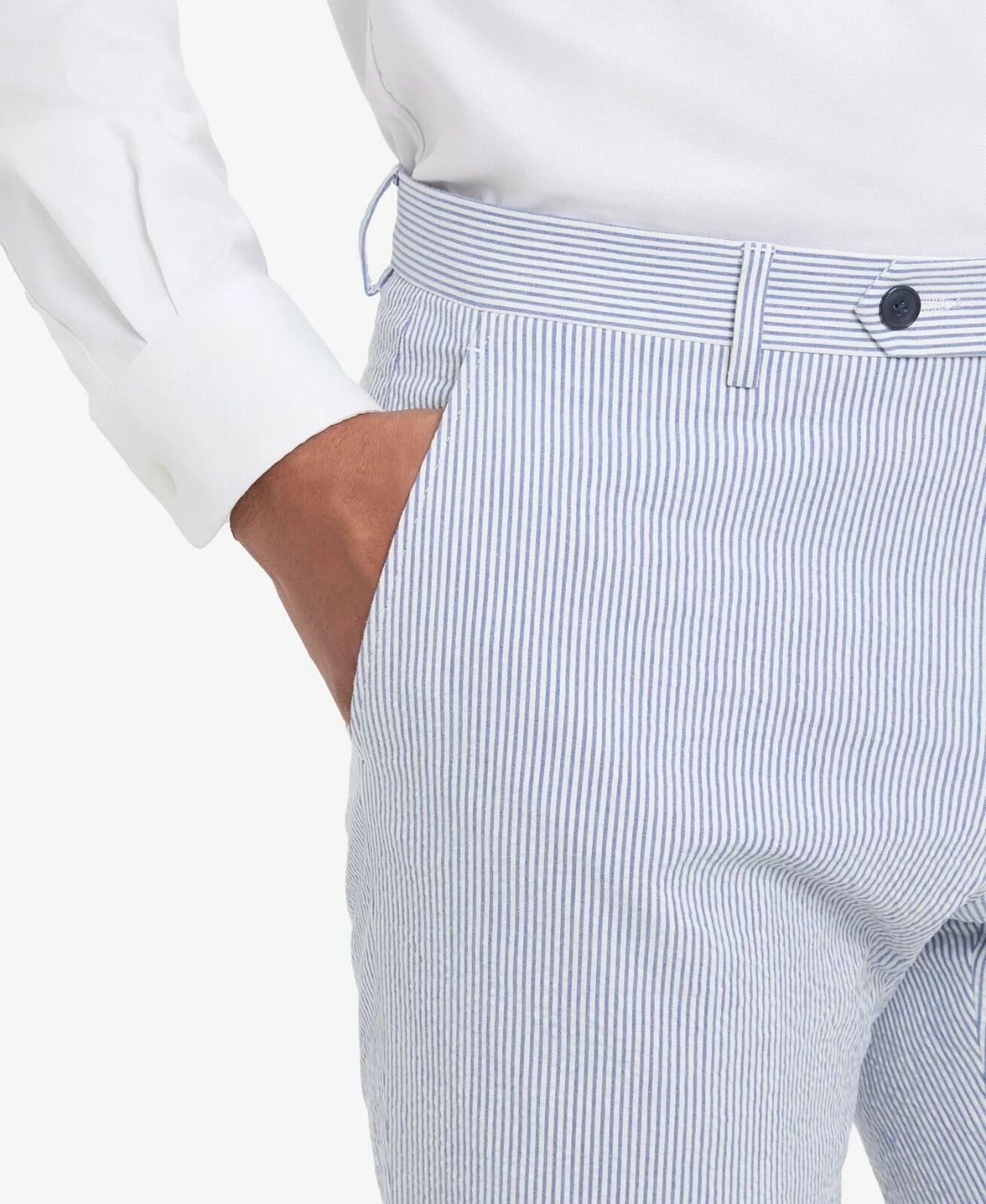 Tommy Hilfiger Mens Modern fit Dress Pants Light Blue Striped new