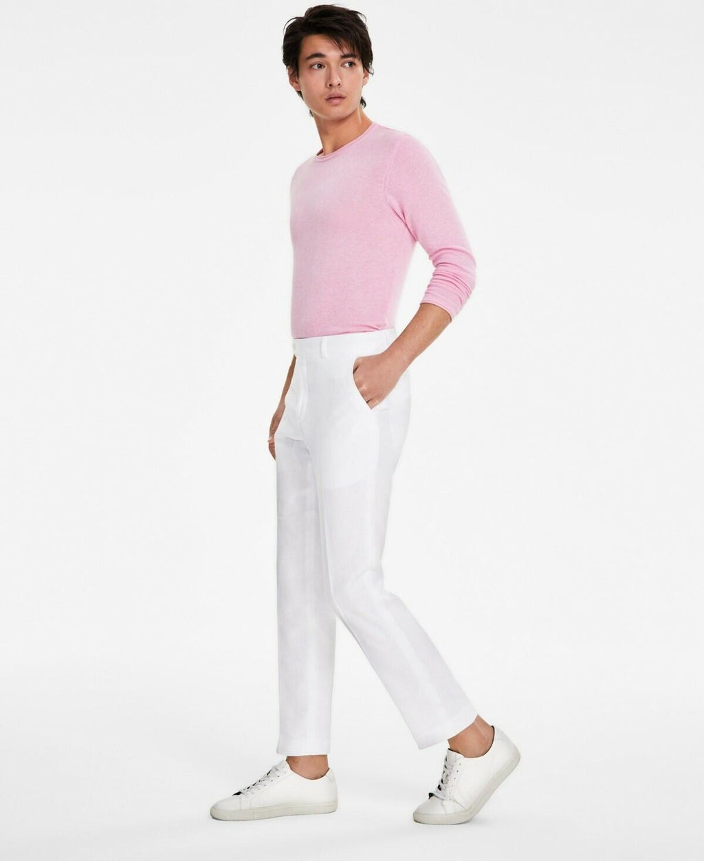 Tommy Hilfiger Mens Modern fit Dress Pants 32/32 White Solid Linen