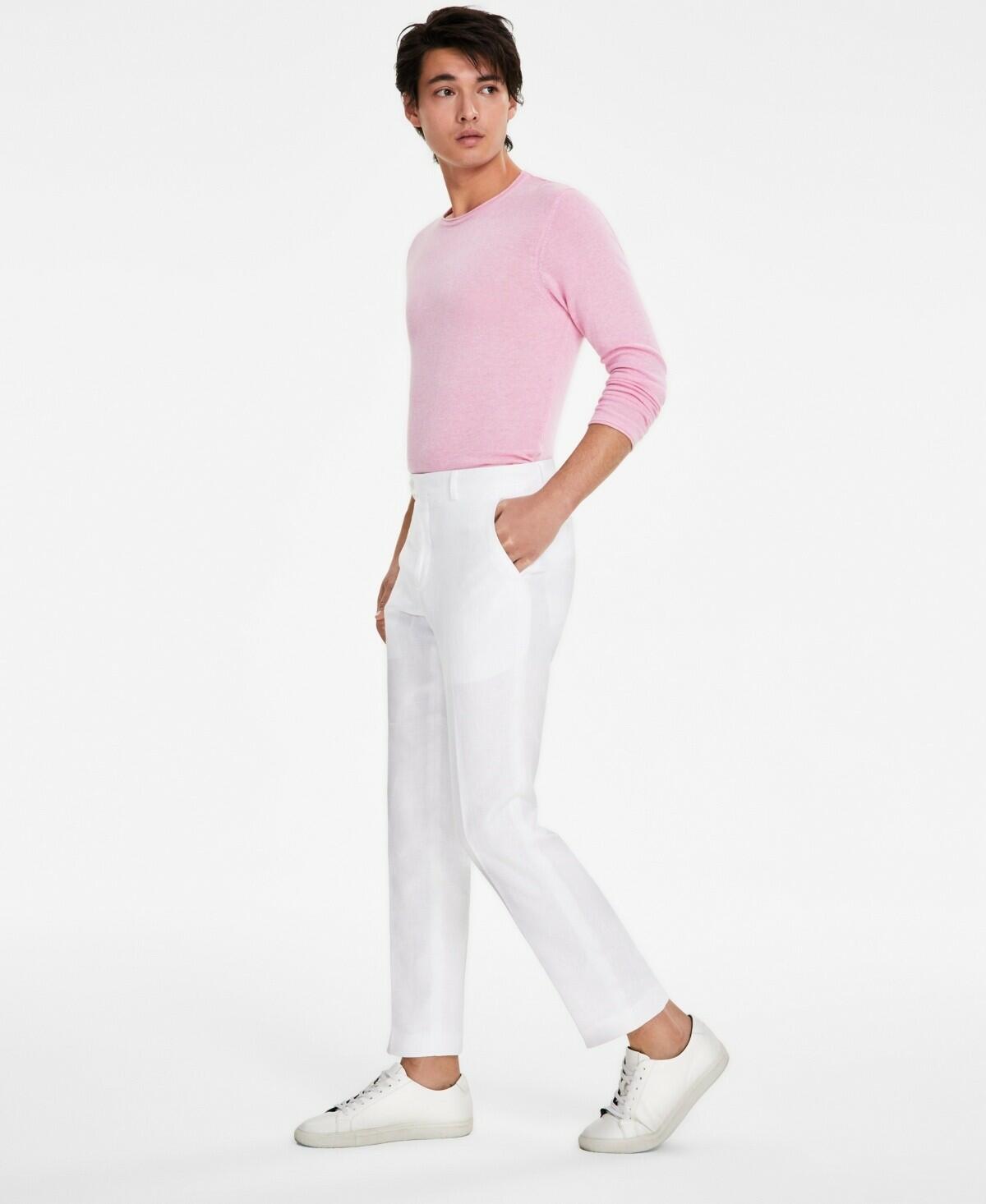 Tommy Hilfiger Mens Modern fit Dress Pants 32/32 White Solid Linen