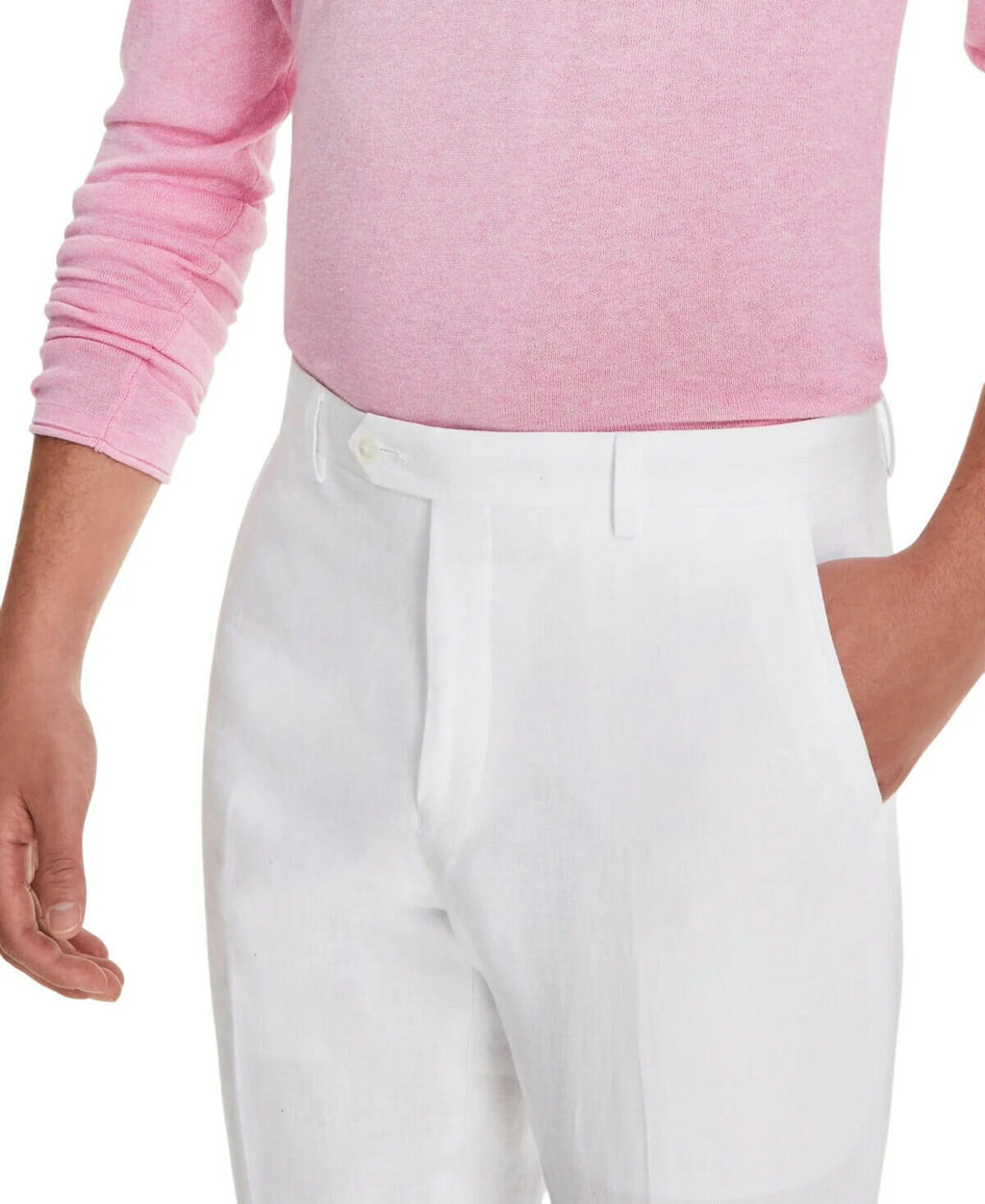 Tommy Hilfiger Mens Modern fit Dress Pants 32/32 White Solid Linen