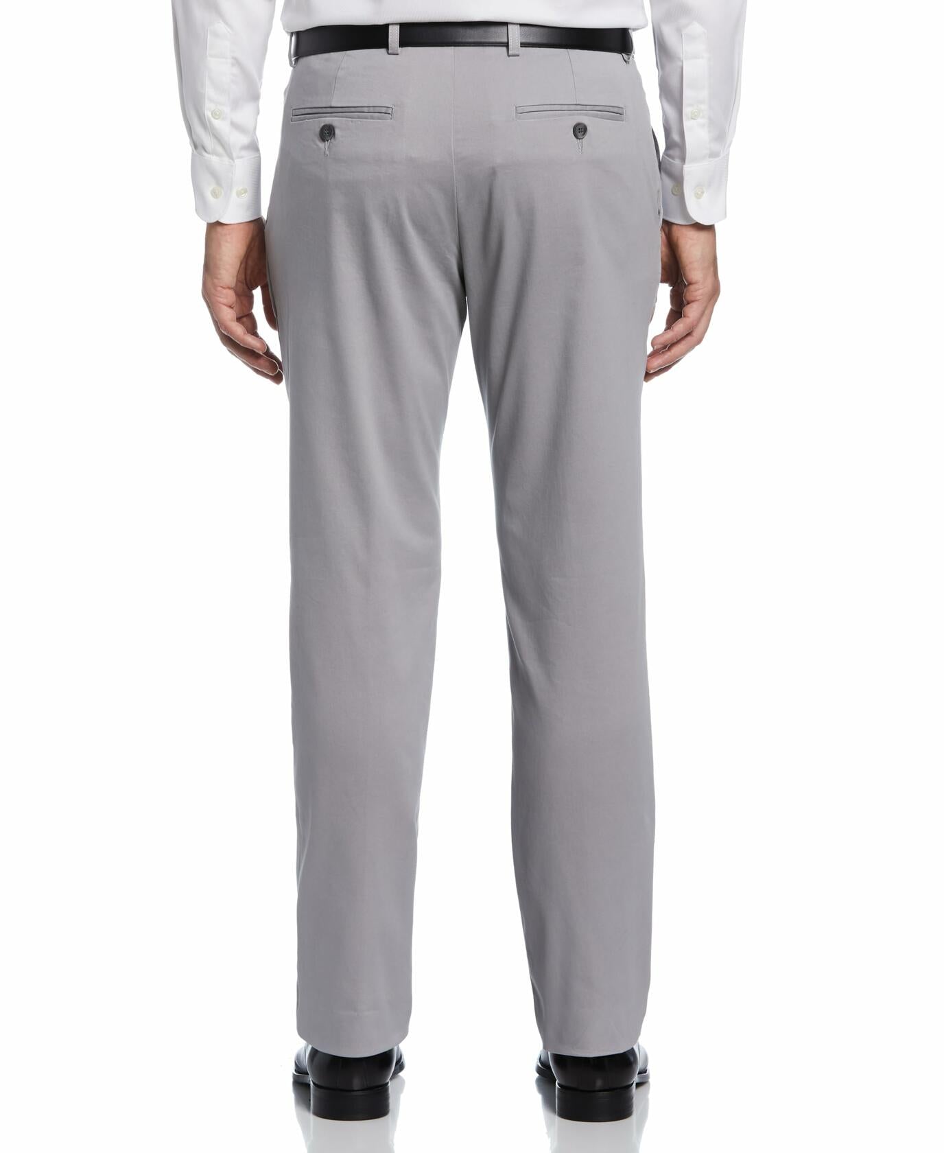 Perry Ellis Portfolio Men's Essentials Slim Fit Cotton Active Waistband Dress Pant, Chiseled Stone, 32W x 29L