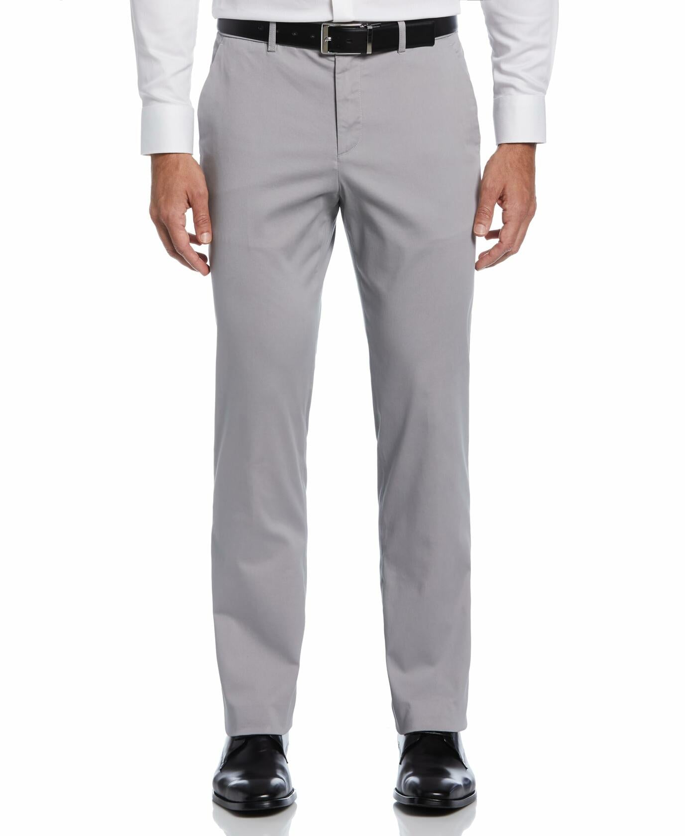 Perry Ellis Portfolio Men's Essentials Slim Fit Cotton Active Waistband Dress Pant, Chiseled Stone, 32W x 29L