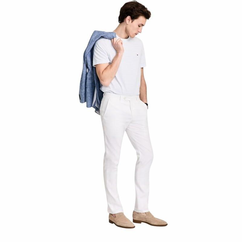 Tommy Hilfiger Mens Modern fit Dress Pants 32/32 White Solid Linen