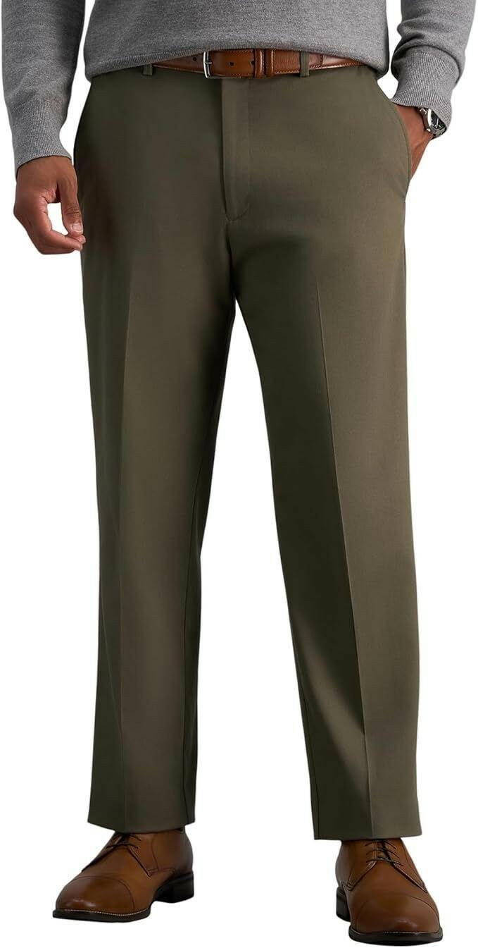 Haggar Men's Premium No Iron Khaki Classic Fit Pleat Front Casual Pant 36wx32L toast