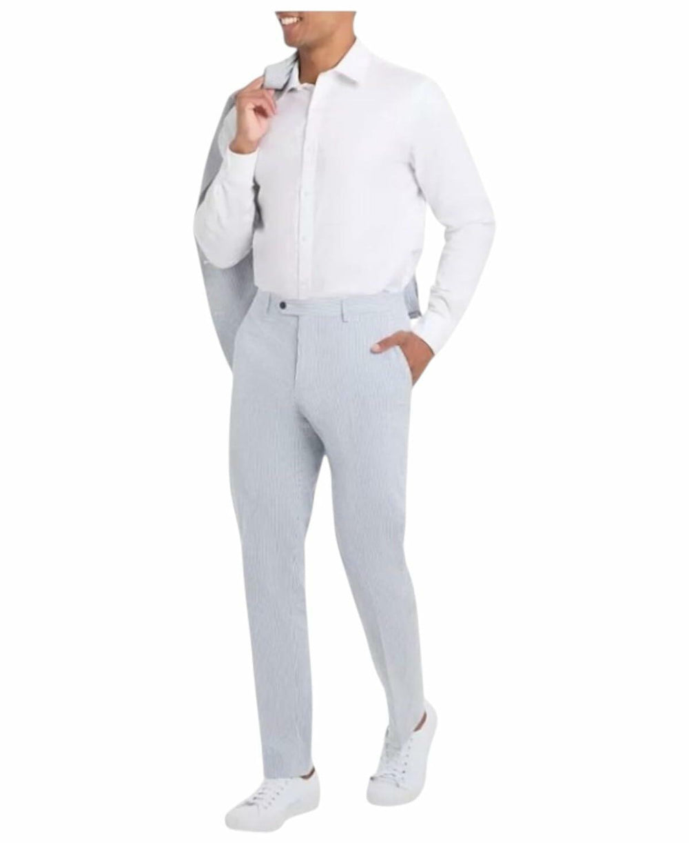 Tommy Hilfiger Mens Modern fit Dress Pants Light Blue Striped new
