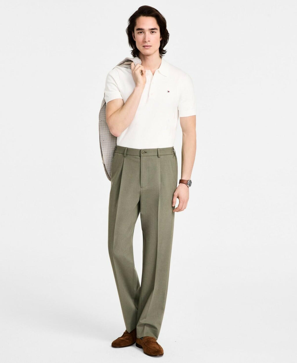 Tommy Hilfiger Mens Modern fit Dress Pants 34/34 Green Solid Stretch sage