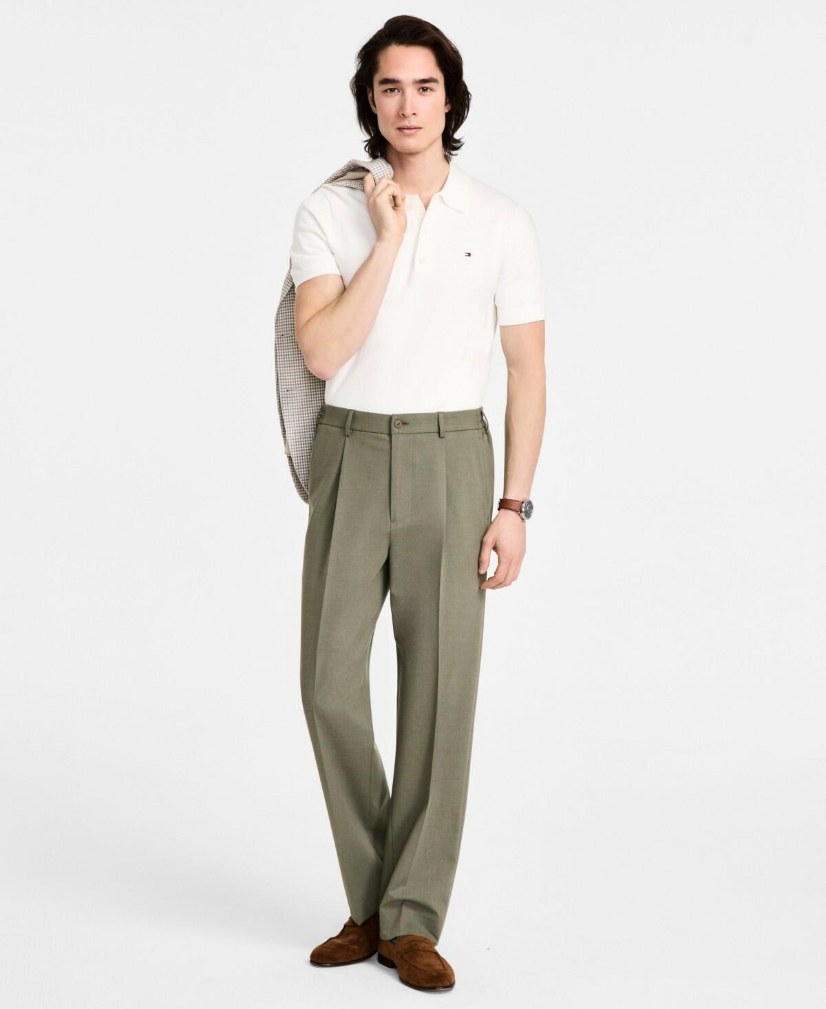 Tommy Hilfiger Mens Modern fit Dress Pants 34/34 Green Solid Stretch sage