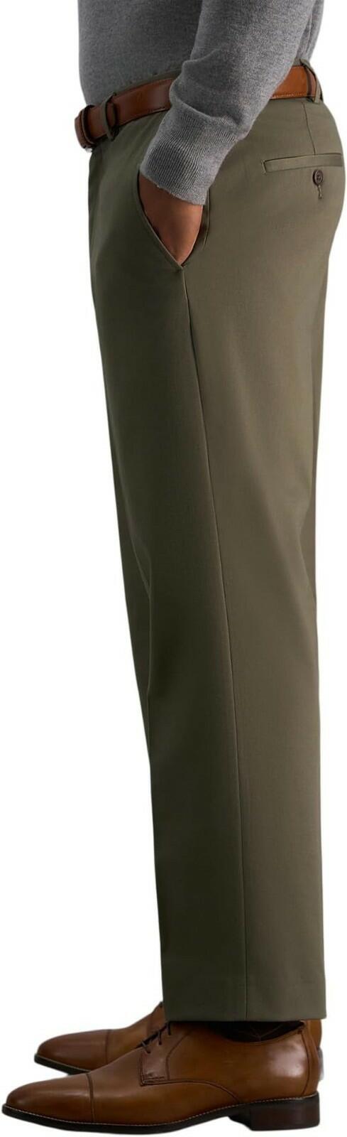 Haggar Men's Premium No Iron Khaki Classic Fit Pleat Front Casual Pant 36wx32L toast