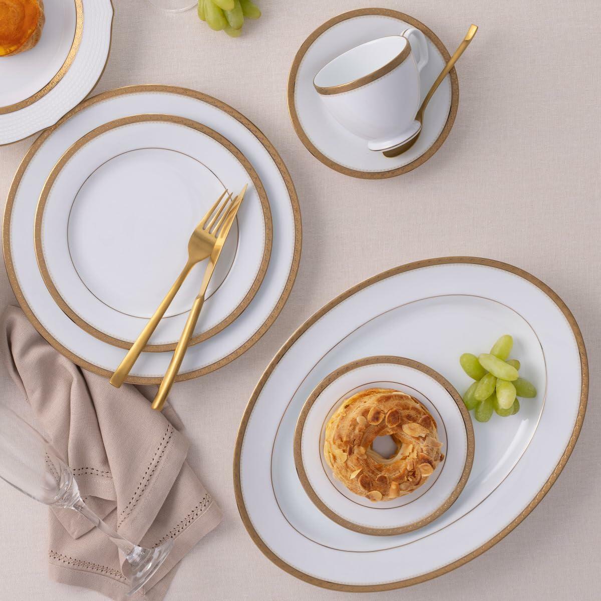 Noritake Charlotta Gold 60-Piece Value Set, Service for 12 in White